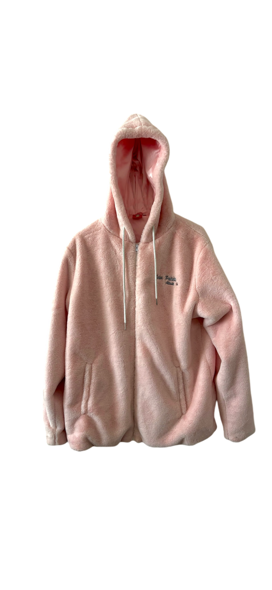 PINK FUR SILK LINED HOODIE